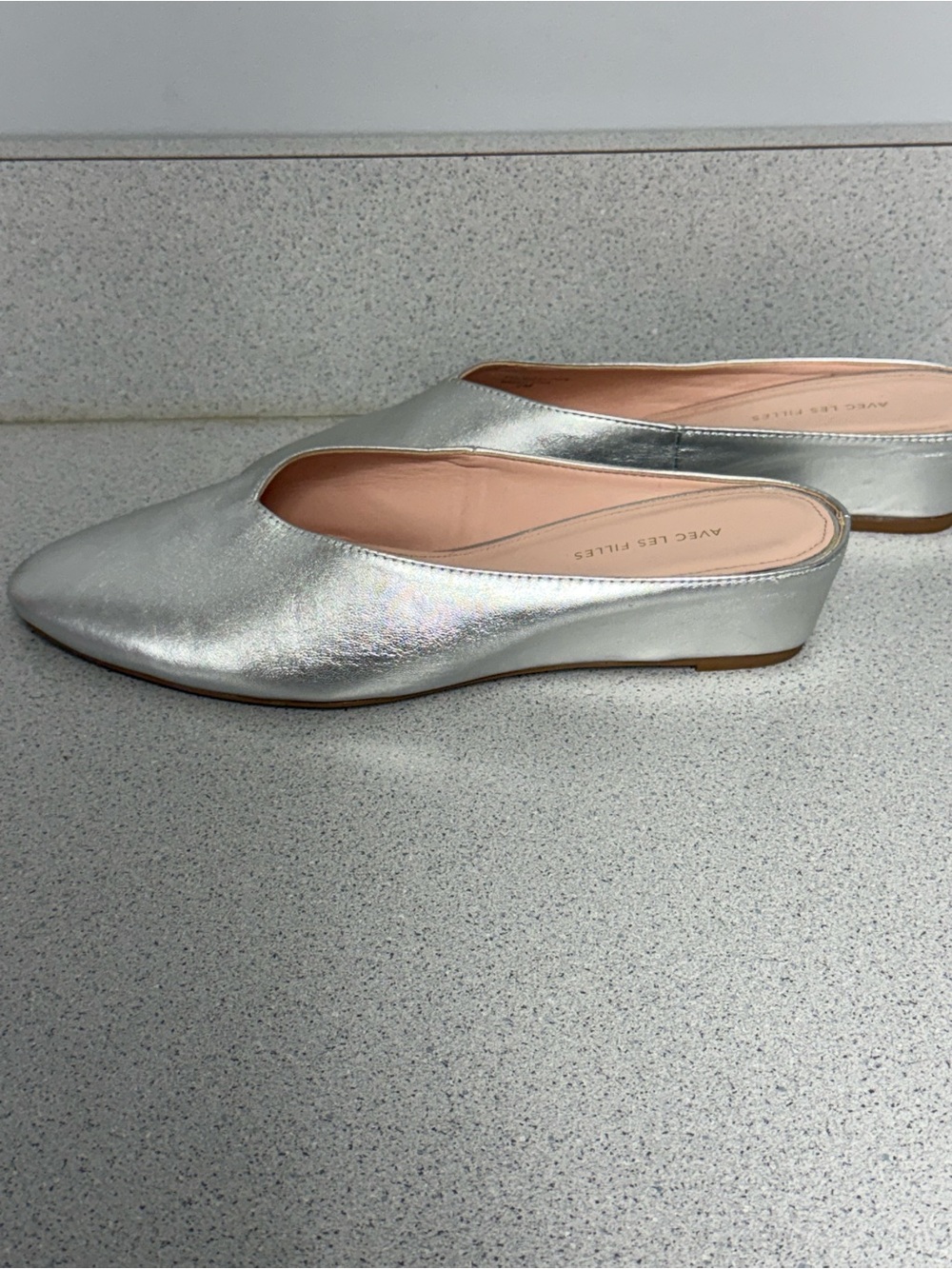 Avec Les Filles Alessia Gunmetal Silver Mule Flats Size 8M - Picture 4 of 8